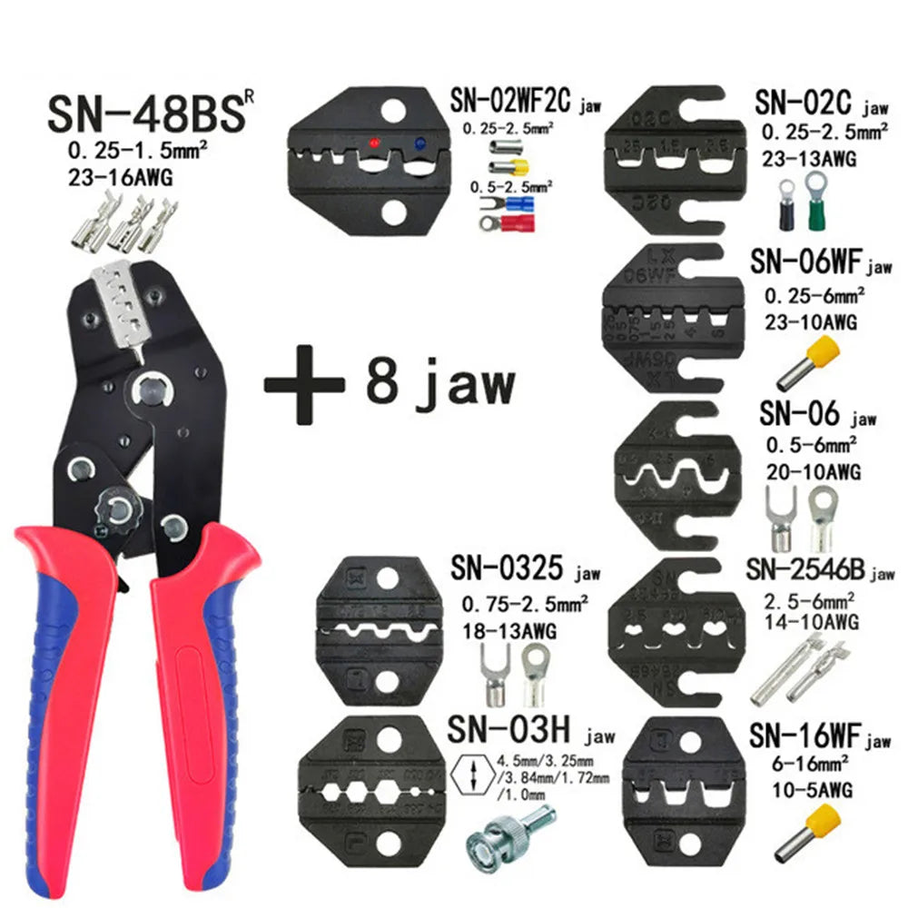 Crimping Pliers Set SN-48BS(=SN-48B+SN-28B) Jaw Kit for 2.8 4.8 6.3 VH3.96/Tube/Insulation Terminals Electrical Clamp Min Tools