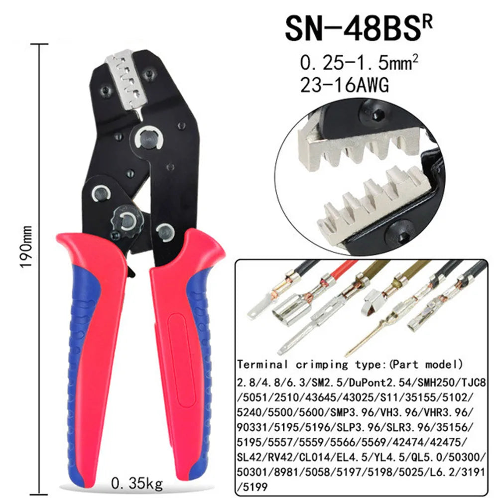 Crimping Pliers Set SN-48BS(=SN-48B+SN-28B) Jaw Kit for 2.8 4.8 6.3 VH3.96/Tube/Insulation Terminals Electrical Clamp Min Tools