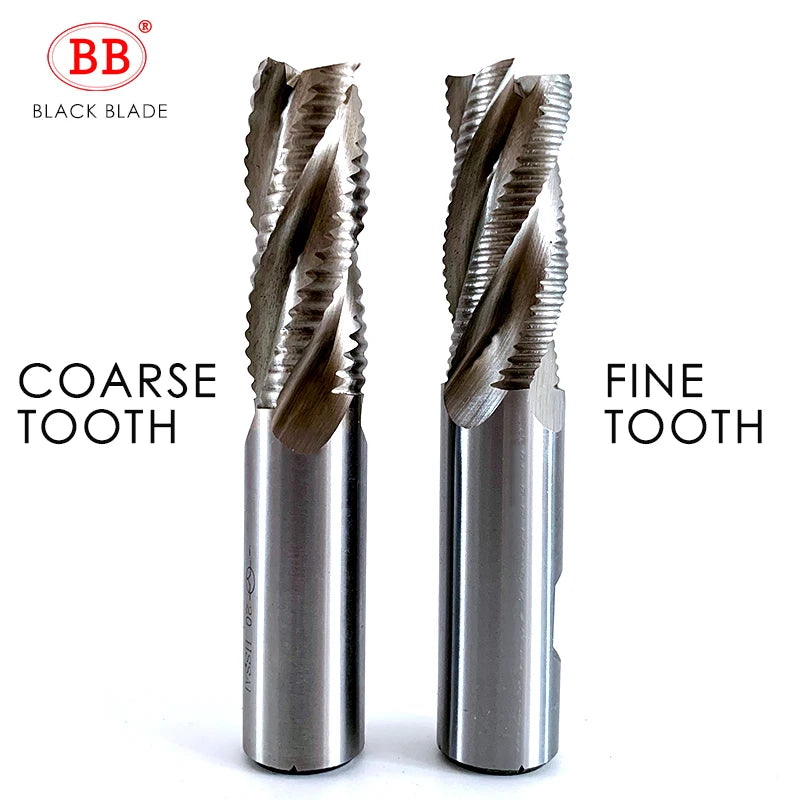 BB Roughing End Mill HSS 3 4 Flute Fine Pitch Teeth Aluminum Steel Machining TiN Coating Low Speed Metal Tool 6mm 7mm 8mm 10 12