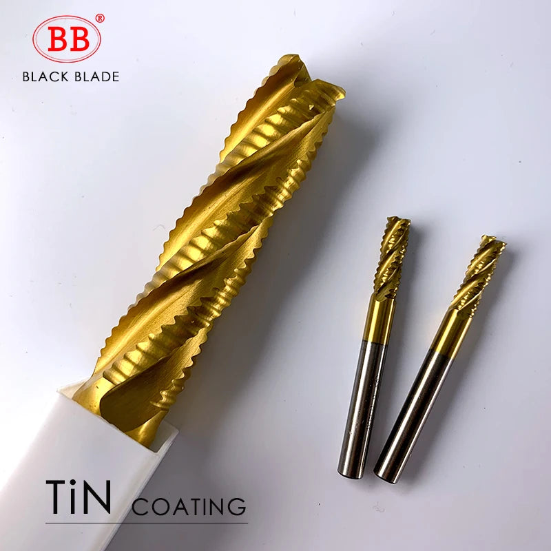 BB Roughing End Mill HSS 3 4 Flute Fine Pitch Teeth Aluminum Steel Machining TiN Coating Low Speed Metal Tool 6mm 7mm 8mm 10 12
