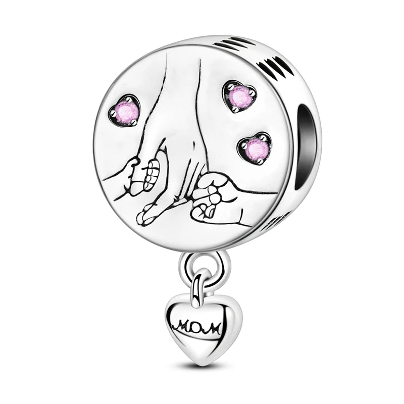 925 Sterling Silver Heart Charm Bead – Mother's Day DIY Bracelet & Necklace Gift