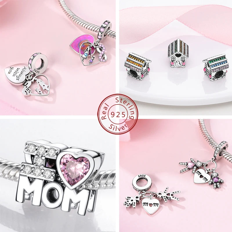 925 Sterling Silver Heart Charm Bead – Mother's Day DIY Bracelet & Necklace Gift