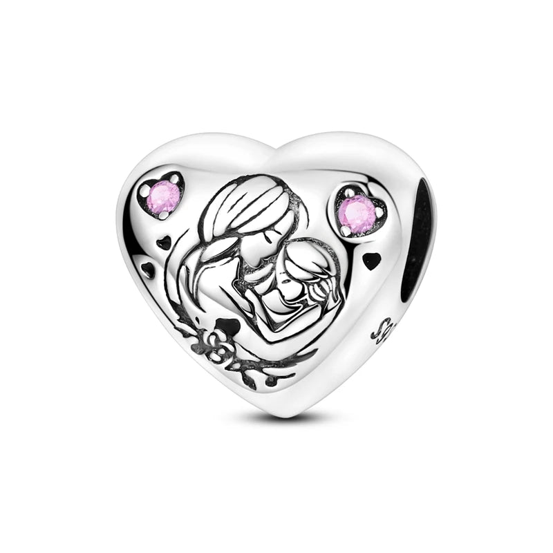 925 Sterling Silver Heart Charm Bead – Mother's Day DIY Bracelet & Necklace Gift