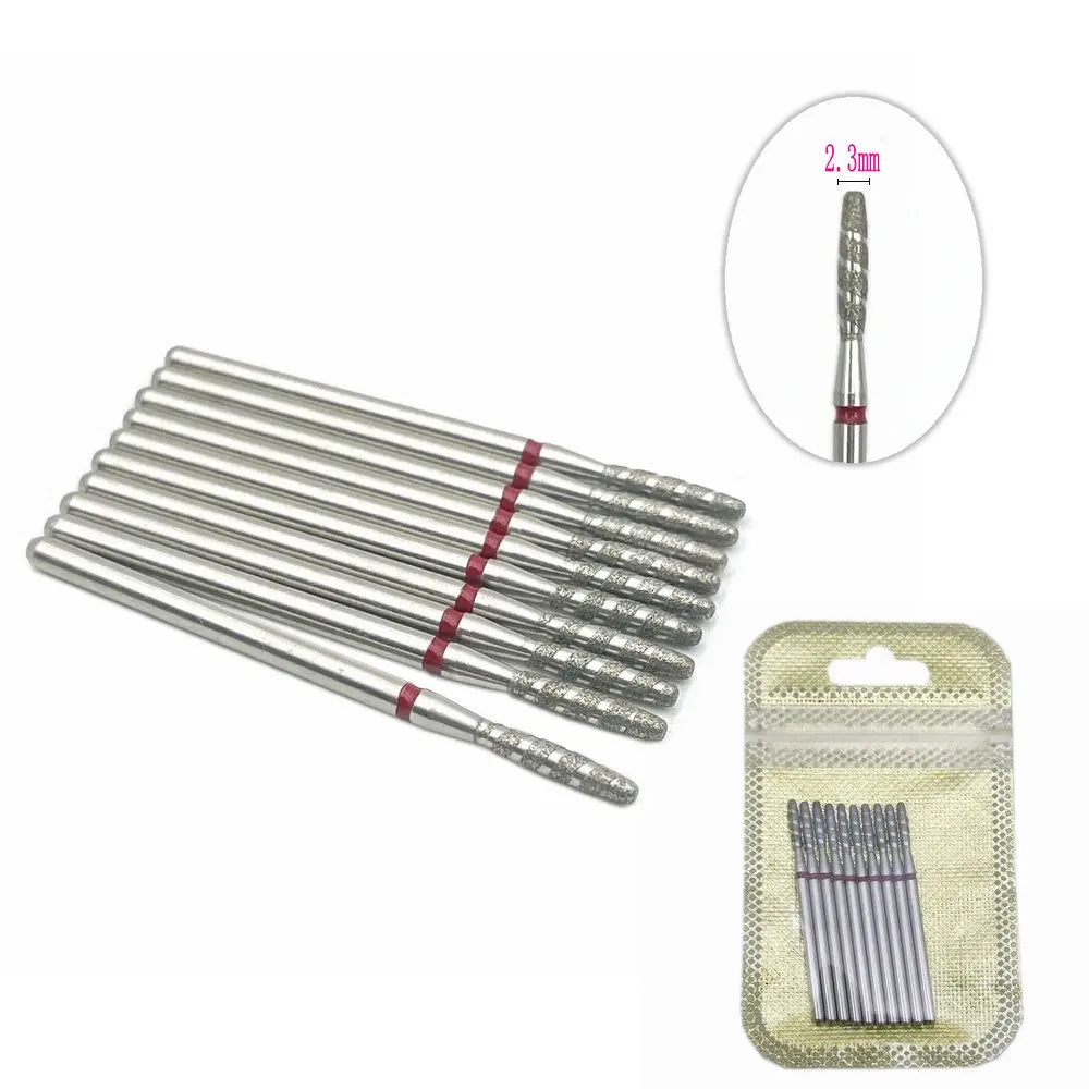 10Pcs  Flame Nail Drill Bits Diamond Cutters for Manicure Cuticle Clean Burr Diamond Mill Nails Accessories Tool