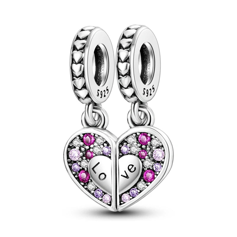 925 Sterling Silver Heart Charm Bead – Mother's Day DIY Bracelet & Necklace Gift