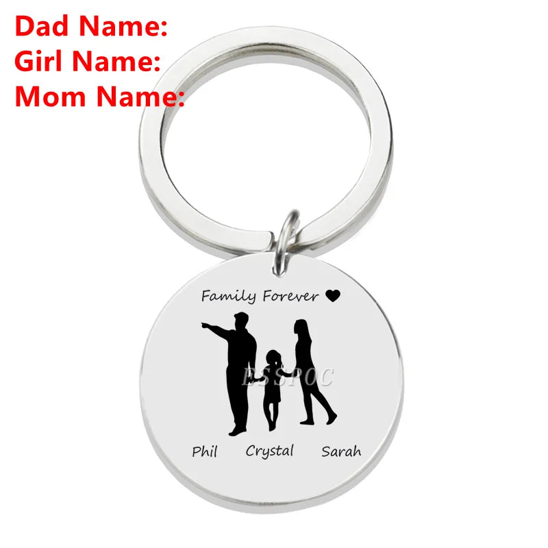 Personalised Family Name Keychain – Custom Engraved Stainless Steel Gift