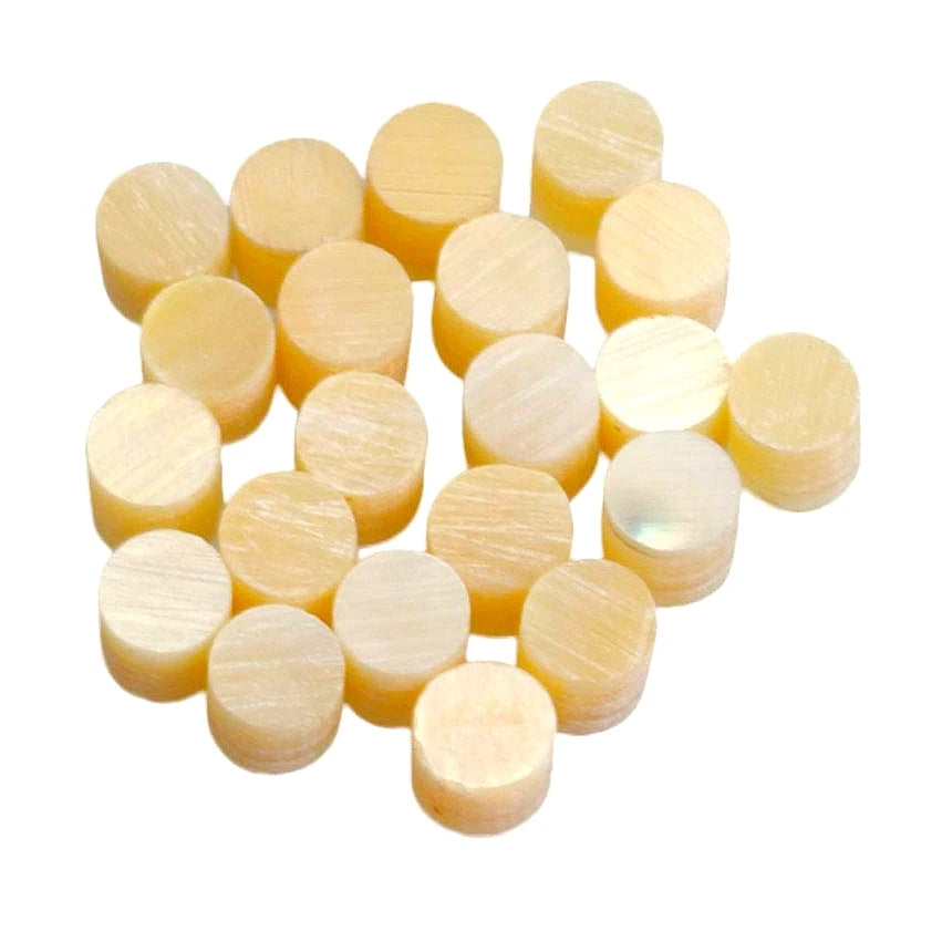 50pcs Mother of Pearl Guitar Fret Marker Dots – Yellow Shell Inlay for Luthiers
