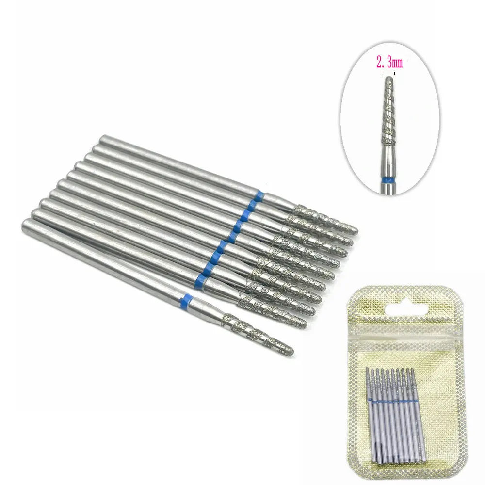 10Pcs  Flame Nail Drill Bits Diamond Cutters for Manicure Cuticle Clean Burr Diamond Mill Nails Accessories Tool