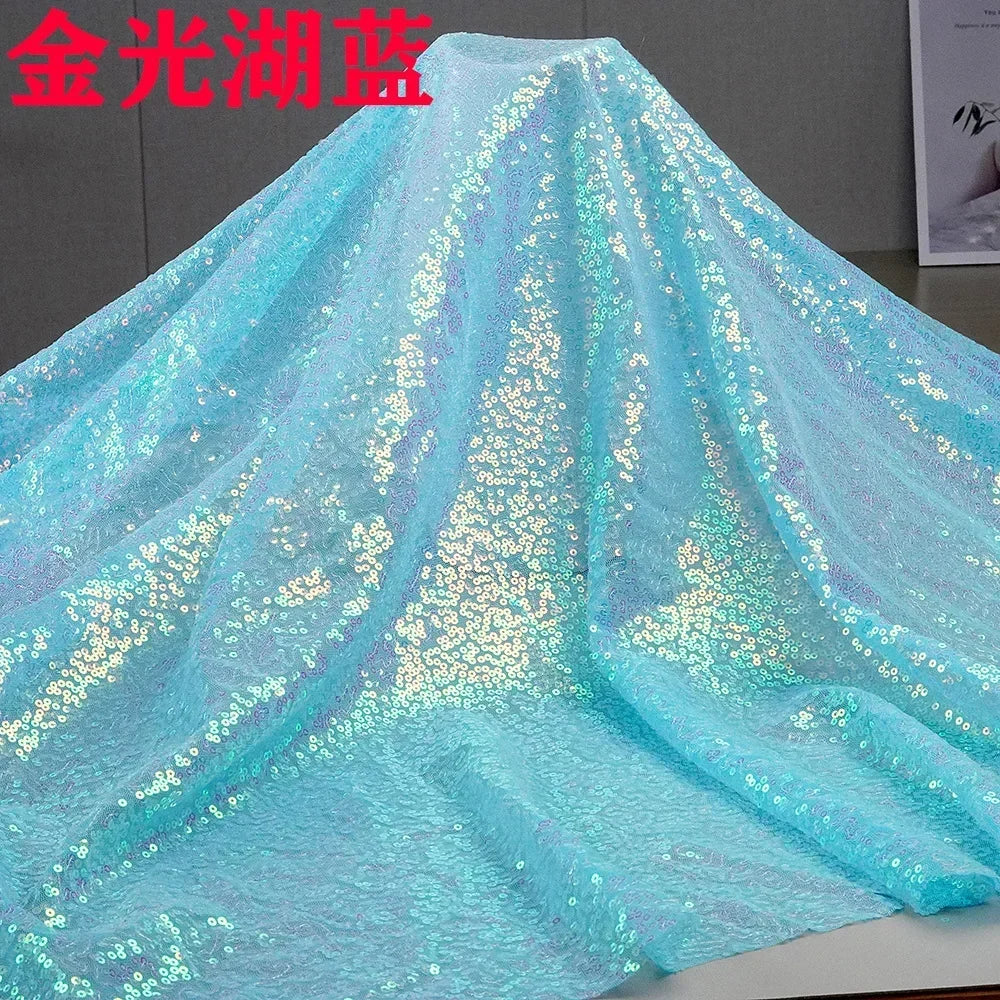 3mm Illusion Small Sequin Embroidered Fabric Stage Evening Dress Embroidered Fabric Background Tablecloth Luggage Fabric