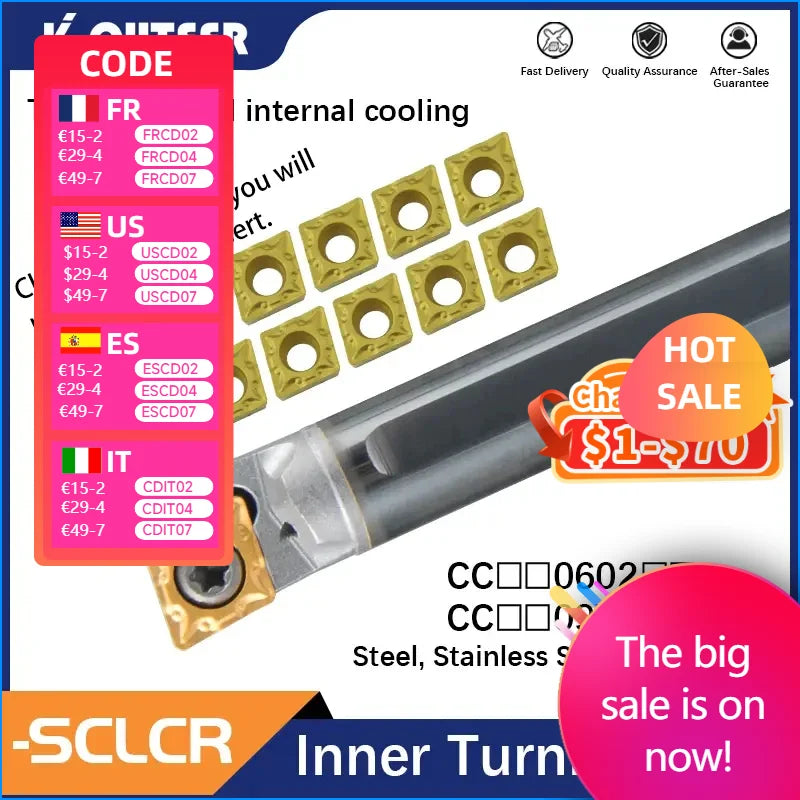 C10K/C12M/C14N/C16Q/C20R SCLCR06/09 Carbide Blade Lathe Tool Set CCMT Tungsten Steel Cutter Bar Internal Hole Turning Tool