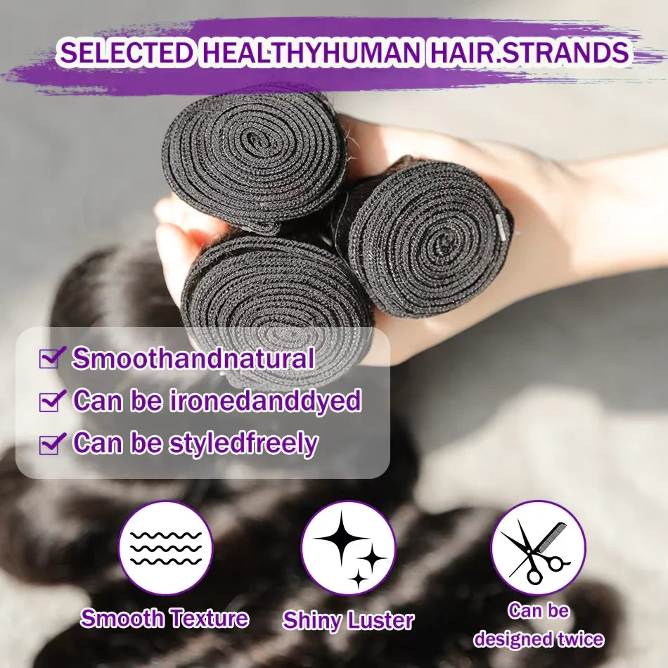 30 40 Inch 12A 14A Body Wave Human Hair Bundle Natural Black 3 4 Bundles Remy Unprocessed Virgin  Raw Human Hair Extensions