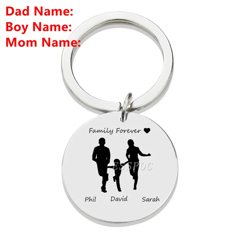 Personalised Family Name Keychain – Custom Engraved Stainless Steel Gift