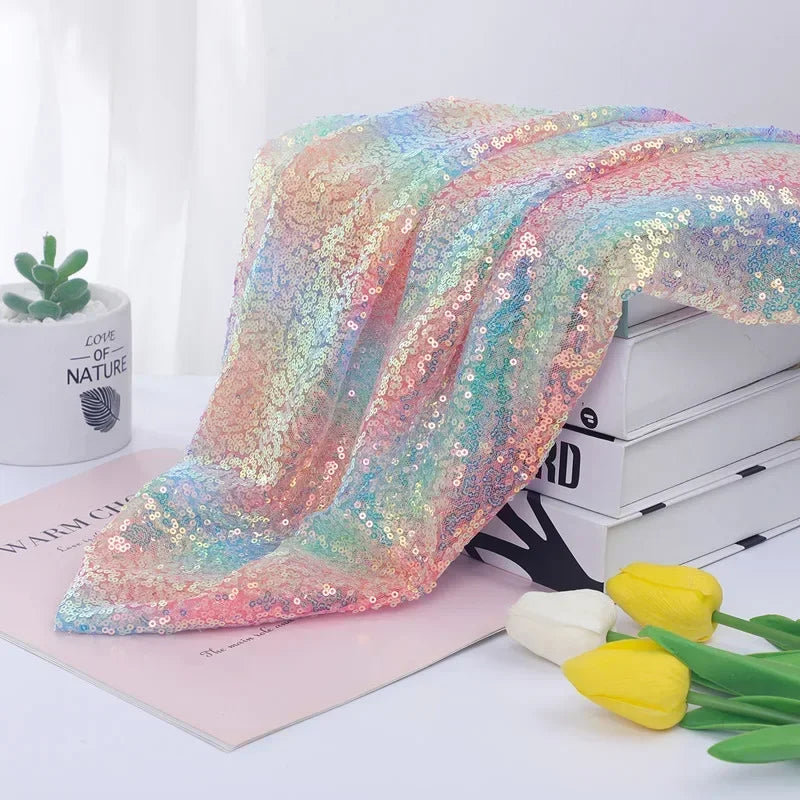 3mm Illusion Small Sequin Embroidered Fabric Stage Evening Dress Embroidered Fabric Background Tablecloth Luggage Fabric