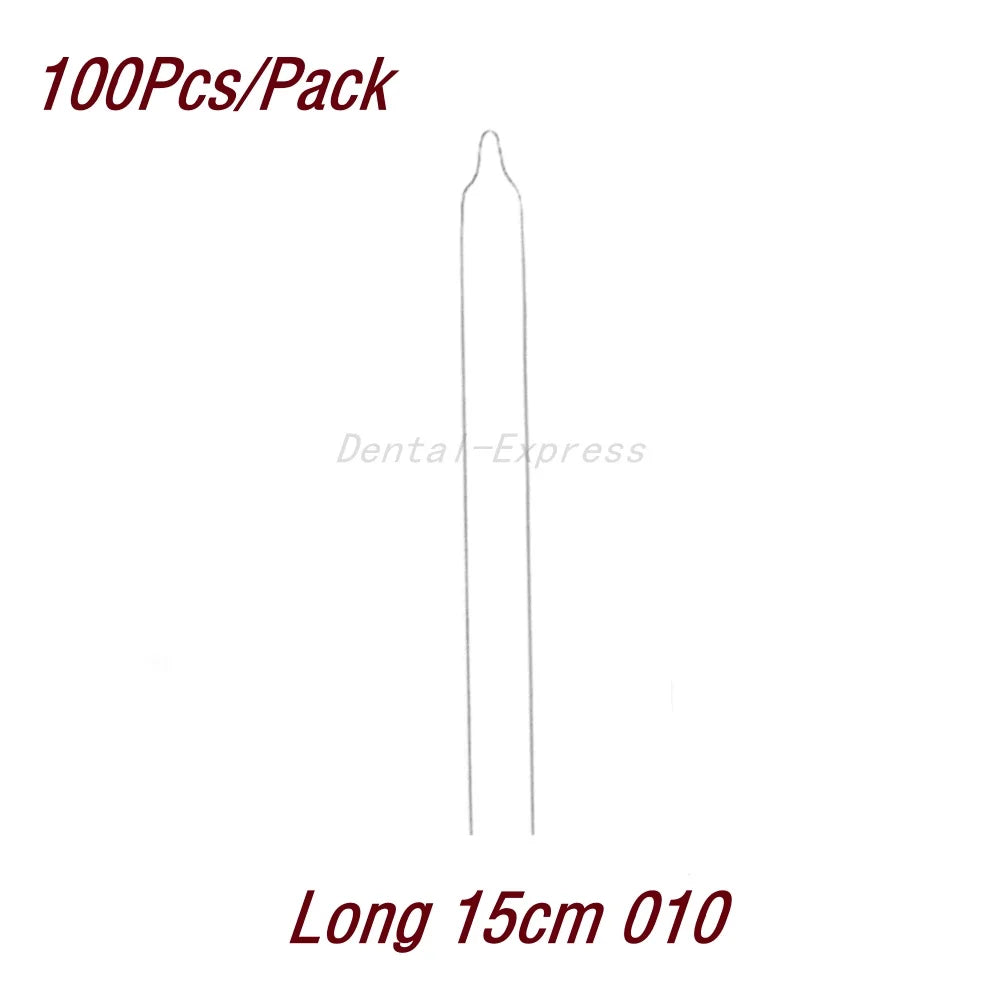 100Pcs/Pack Dental Orthodontic Kobayashi Wire Preformed Ligature Wire  Long Short Twist Weld 0.008-0.014 for Metal Bracket Brace