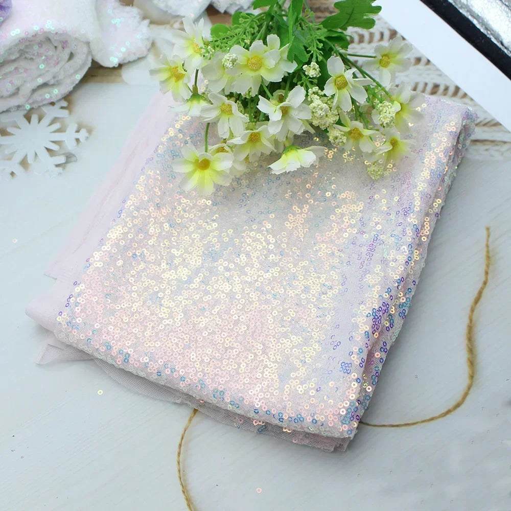 3mm Illusion Small Sequin Embroidered Fabric Stage Evening Dress Embroidered Fabric Background Tablecloth Luggage Fabric