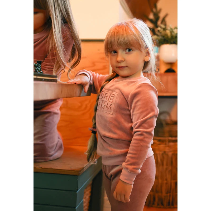 Ali Plus AW25 Kids Embossed Velour Boy And Girl Set Baby Stretchy