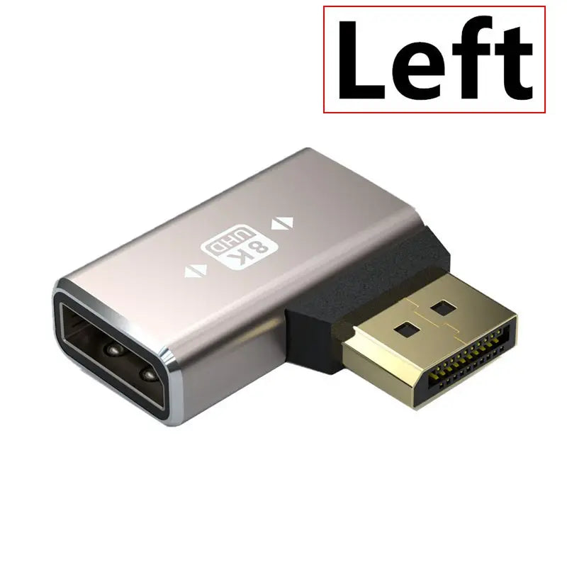 8K 1.4 Version Metal Shell DP Revolving Mother 90 Degree Vertical Bending High-Definition Adapter Support 8k@60Hz DisplayPort