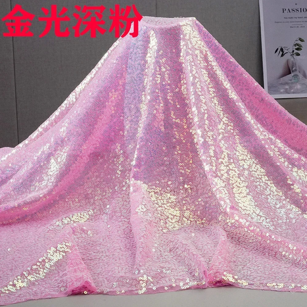 3mm Illusion Small Sequin Embroidered Fabric Stage Evening Dress Embroidered Fabric Background Tablecloth Luggage Fabric