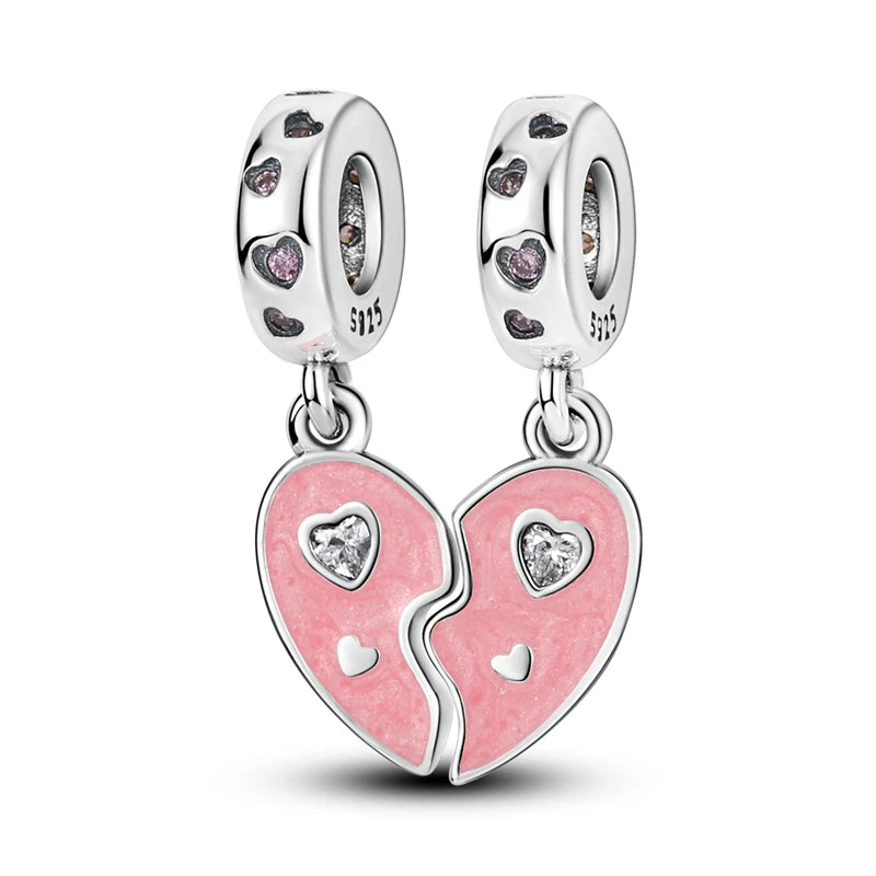 925 Sterling Silver Heart Charm Bead – Mother's Day DIY Bracelet & Necklace Gift