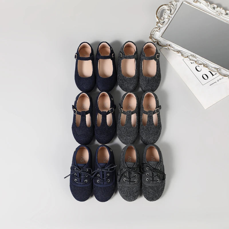 AS Kids Shoes Children Shoes Baby Girls Gray Shoes Toddler Slip On Flats Boys Fashion Oxford Princess Platform Party Mary Jane