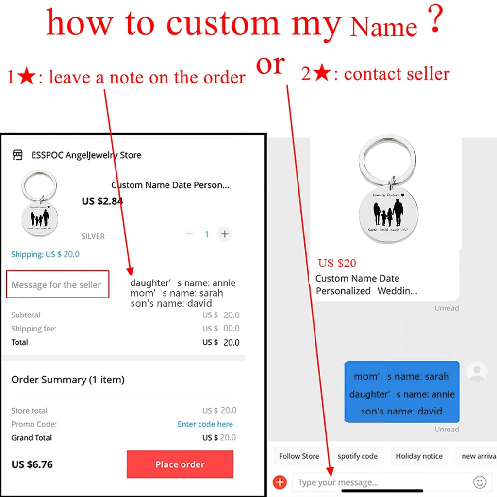 Personalised Family Name Keychain – Custom Engraved Stainless Steel Gift