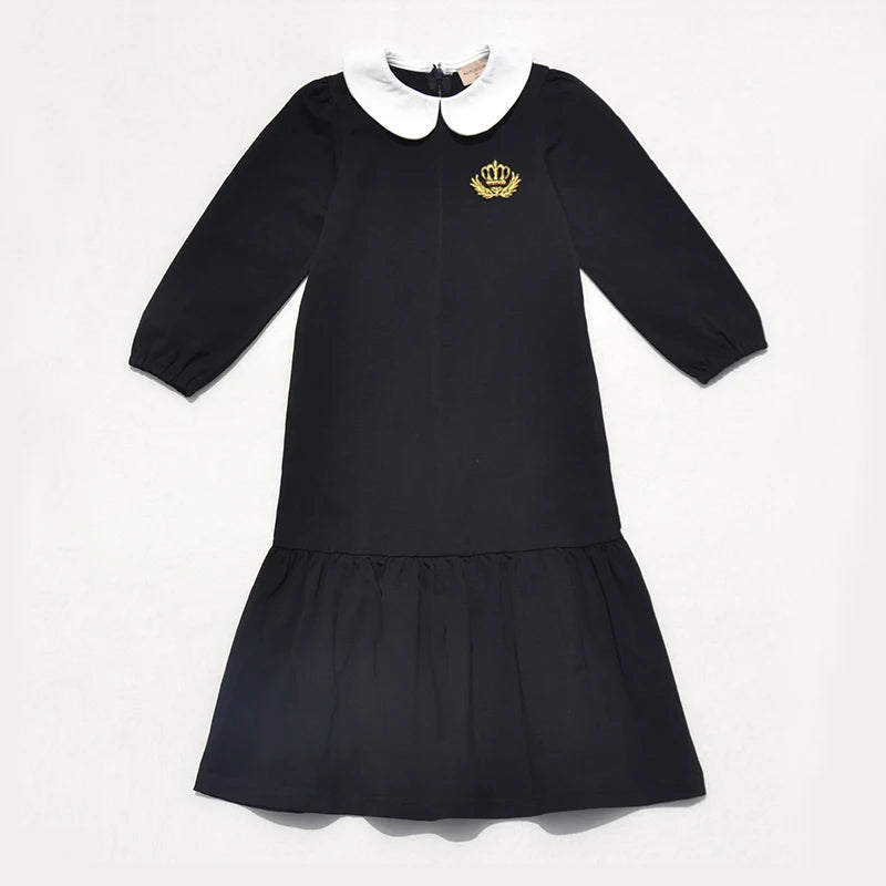 Ali Plus SS25 Shabbos pajama white and black girls boys baby toddler lounge robe with embroidered red crown