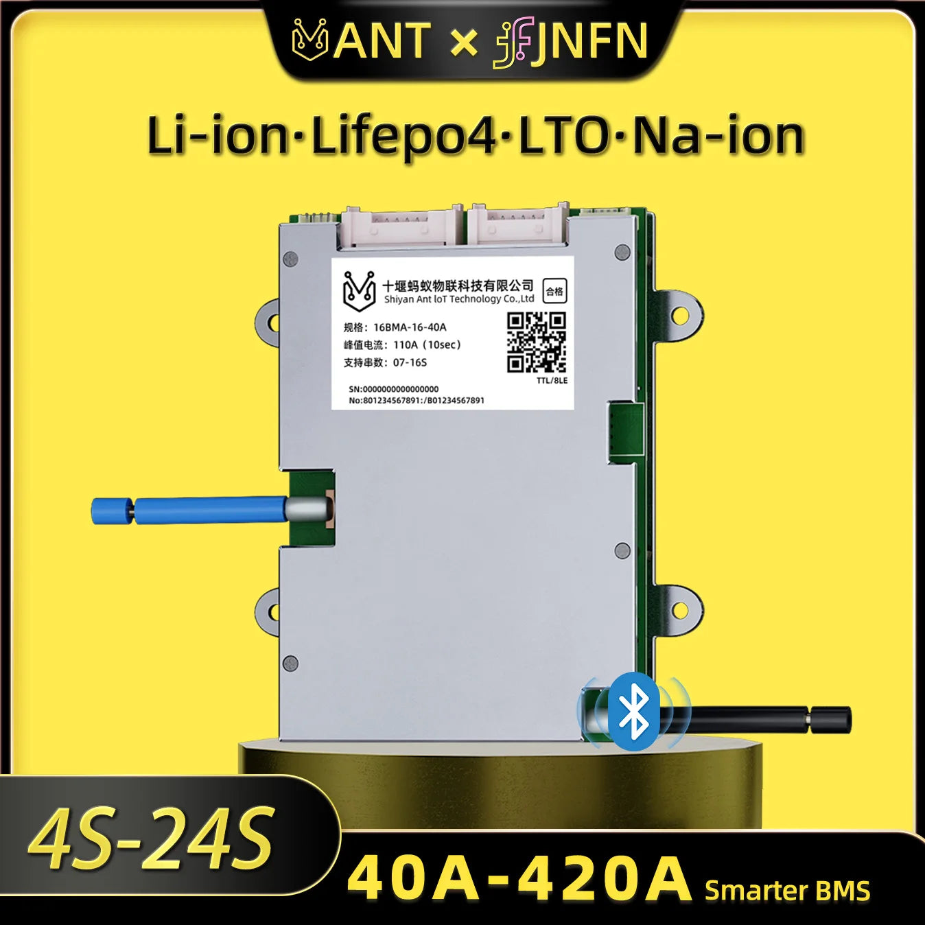 ANT Smart BMS 4S-24S 16S 40A Lifepo4 BMS 10S 13S 48V 30A Li-ion BMS 20S NMC LFP for E-bike E-scooter with Bluetooth Balance BMS