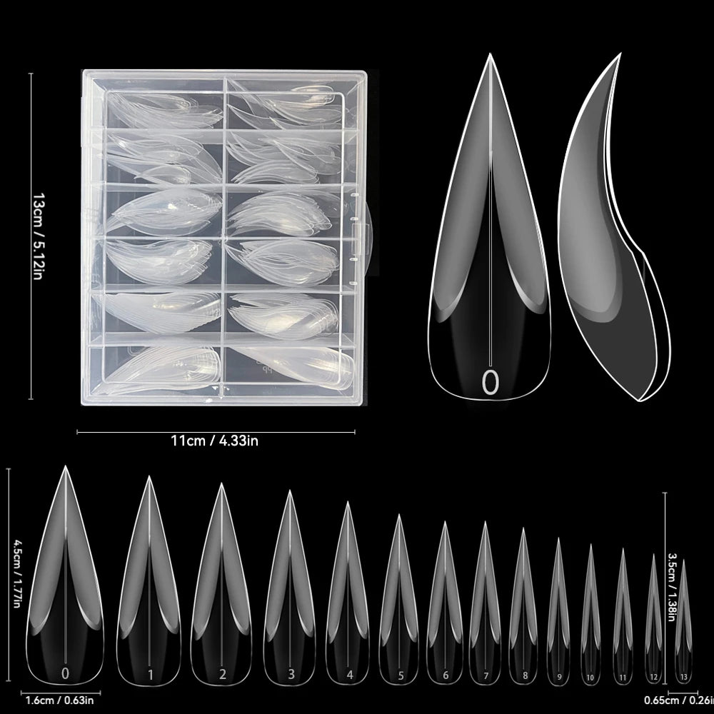 140pcs Dragon Claw Clear Dual Nail Form 3D Cat Claw Hawk Sculptural Nail Tips Full Cover Molds for Poly Nail Gel Extension