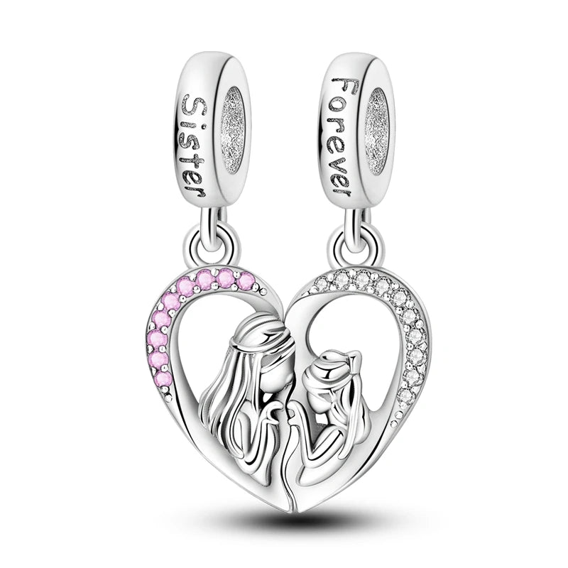 925 Sterling Silver Heart Charm Bead – Mother's Day DIY Bracelet & Necklace Gift