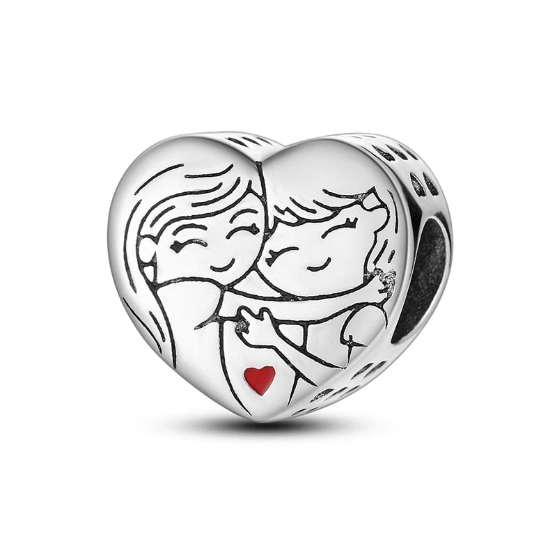 925 Sterling Silver Heart Charm Bead – Mother's Day DIY Bracelet & Necklace Gift