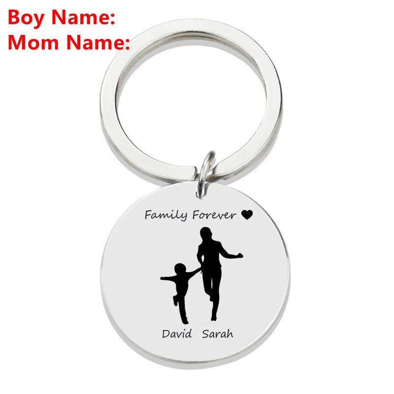 Personalised Family Name Keychain – Custom Engraved Stainless Steel Gift
