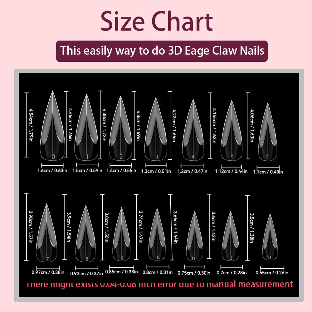 140pcs Dragon Claw Clear Dual Nail Form 3D Cat Claw Hawk Sculptural Nail Tips Full Cover Molds for Poly Nail Gel Extension
