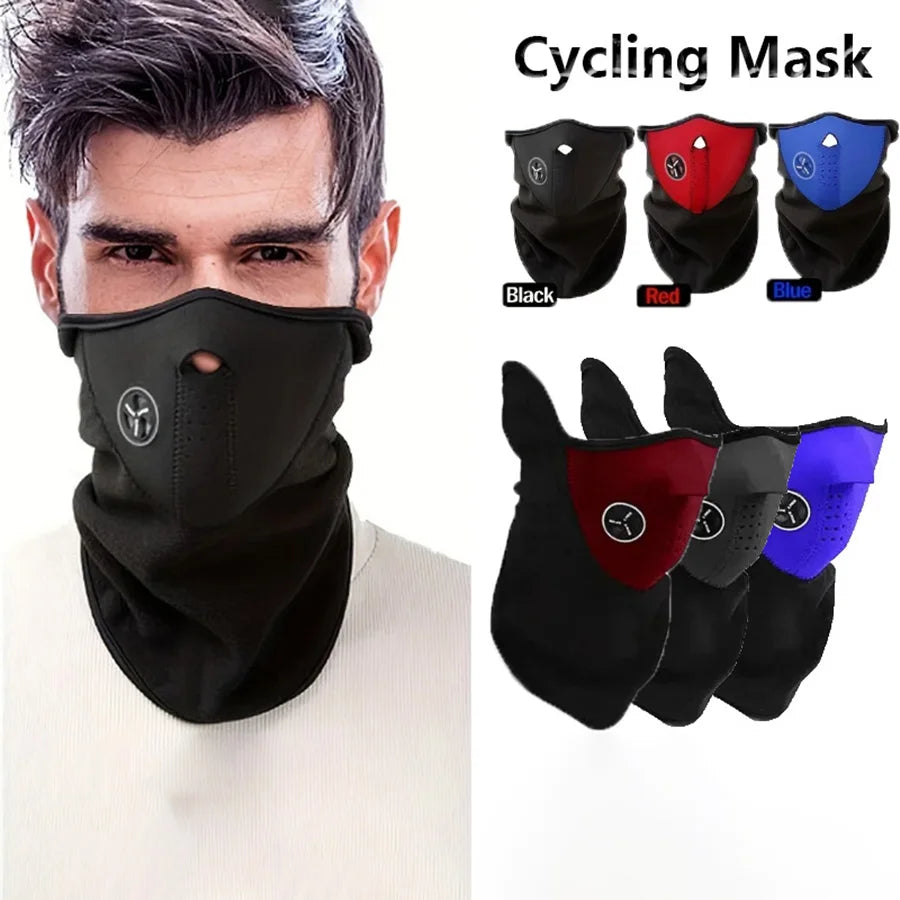 Winter Cycling Mask Warm Windproof Dustproof Motocycle Half Face Cover Breathable Mesh Polar Fleece Thermal Ski Face Mask