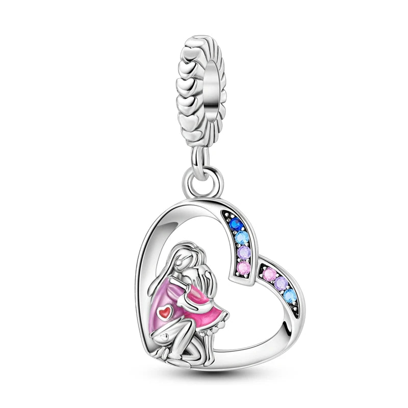 925 Sterling Silver Heart Charm Bead – Mother's Day DIY Bracelet & Necklace Gift