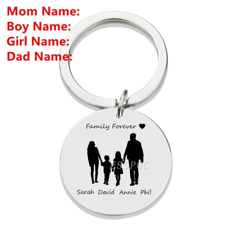 Personalised Family Name Keychain – Custom Engraved Stainless Steel Gift