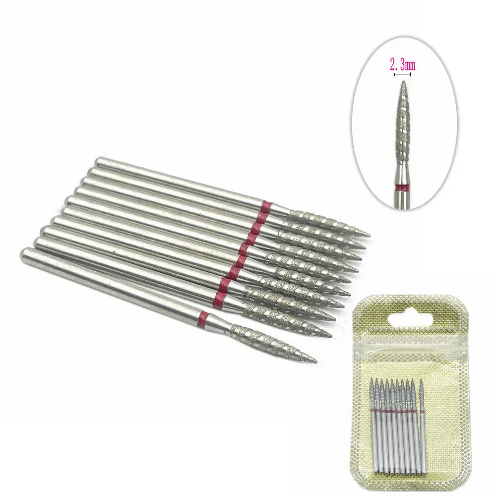 10Pcs  Flame Nail Drill Bits Diamond Cutters for Manicure Cuticle Clean Burr Diamond Mill Nails Accessories Tool