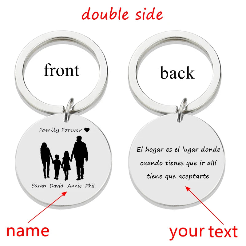 Personalised Family Name Keychain – Custom Engraved Stainless Steel Gift