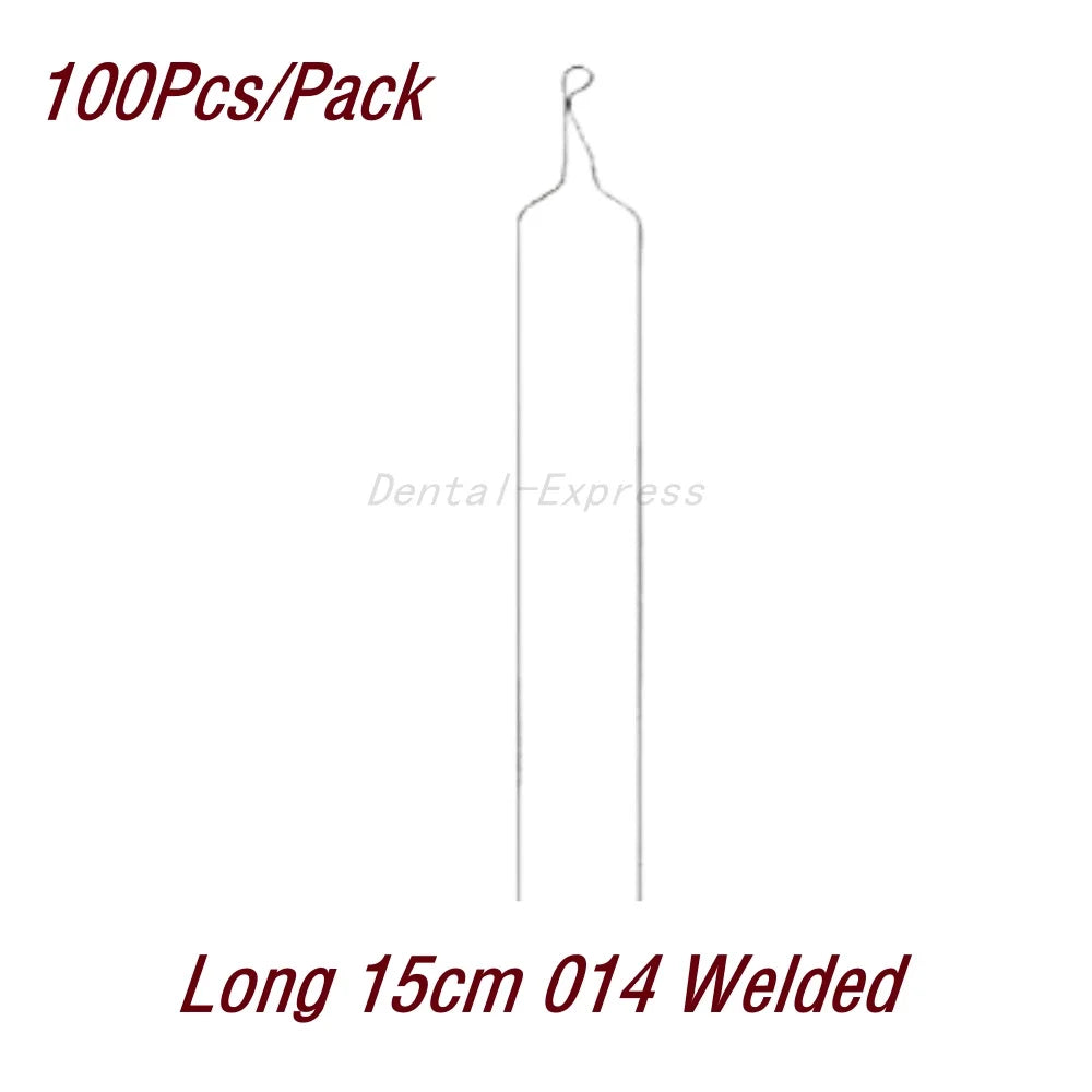 100Pcs/Pack Dental Orthodontic Kobayashi Wire Preformed Ligature Wire  Long Short Twist Weld 0.008-0.014 for Metal Bracket Brace