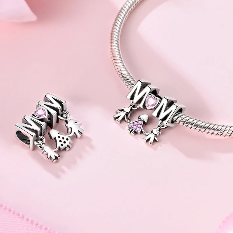 925 Sterling Silver Heart Charm Bead – Mother's Day DIY Bracelet & Necklace Gift