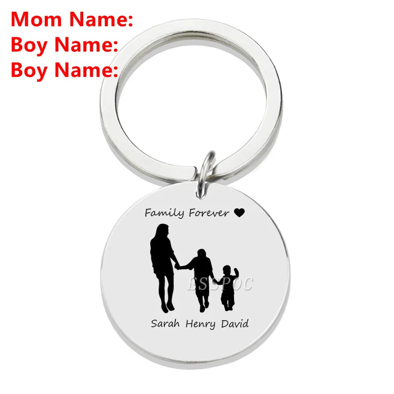 Personalised Family Name Keychain – Custom Engraved Stainless Steel Gift
