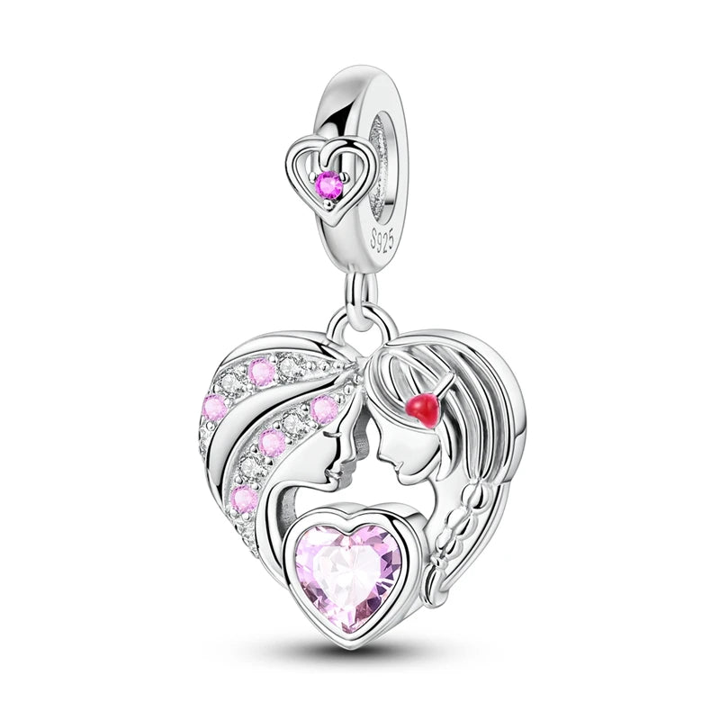 925 Sterling Silver Heart Charm Bead – Mother's Day DIY Bracelet & Necklace Gift