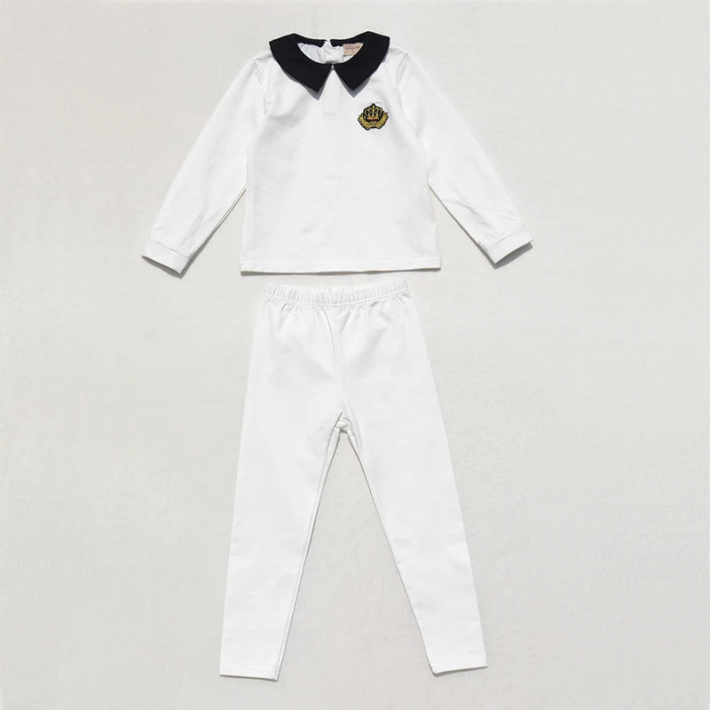 Ali Plus SS25 Shabbos pajama white and black girls boys baby toddler lounge robe with embroidered red crown