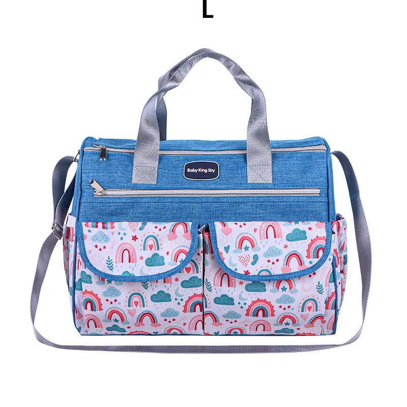 Cloud Print Crossbody Mummy Bag – Large Capacity Travel Diaper Bag