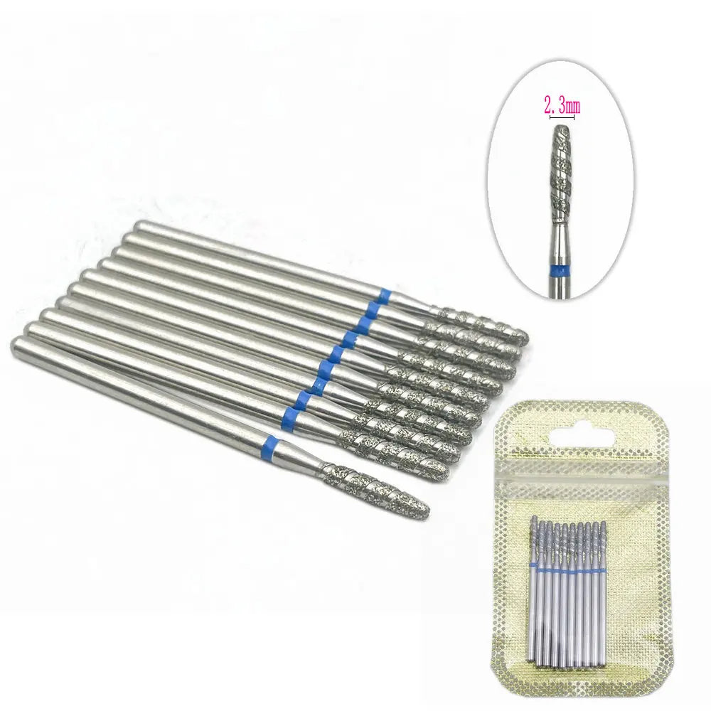 10Pcs  Flame Nail Drill Bits Diamond Cutters for Manicure Cuticle Clean Burr Diamond Mill Nails Accessories Tool