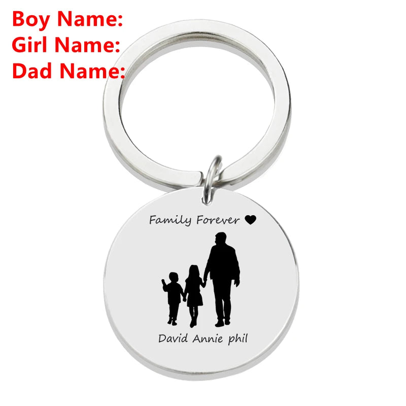 Personalised Family Name Keychain – Custom Engraved Stainless Steel Gift
