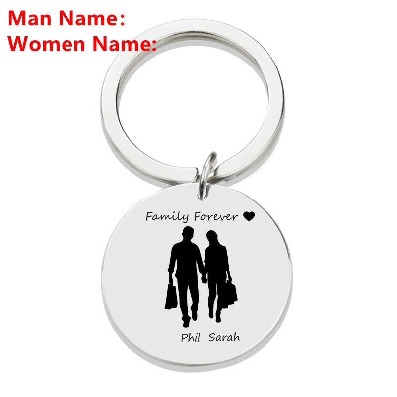 Personalised Family Name Keychain – Custom Engraved Stainless Steel Gift