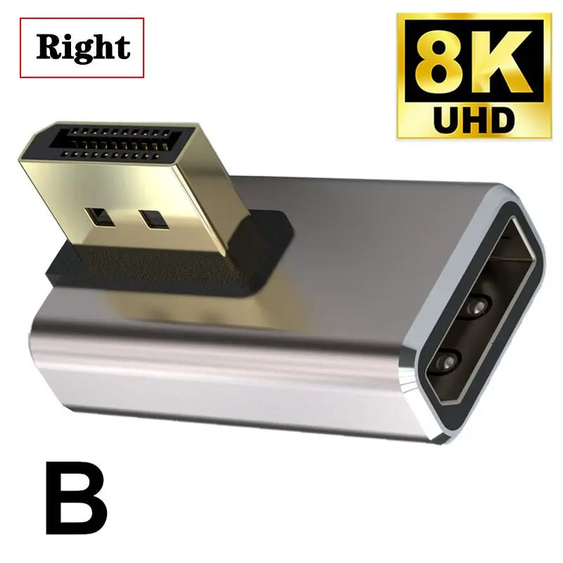 8K 1.4 Version Metal Shell DP Revolving Mother 90 Degree Vertical Bending High-Definition Adapter Support 8k@60Hz DisplayPort