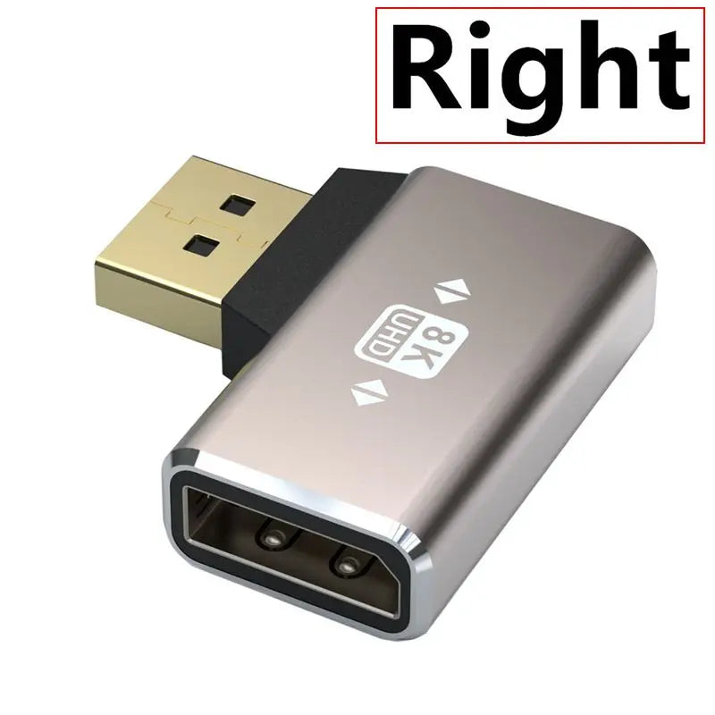 8K 1.4 Version Metal Shell DP Revolving Mother 90 Degree Vertical Bending High-Definition Adapter Support 8k@60Hz DisplayPort