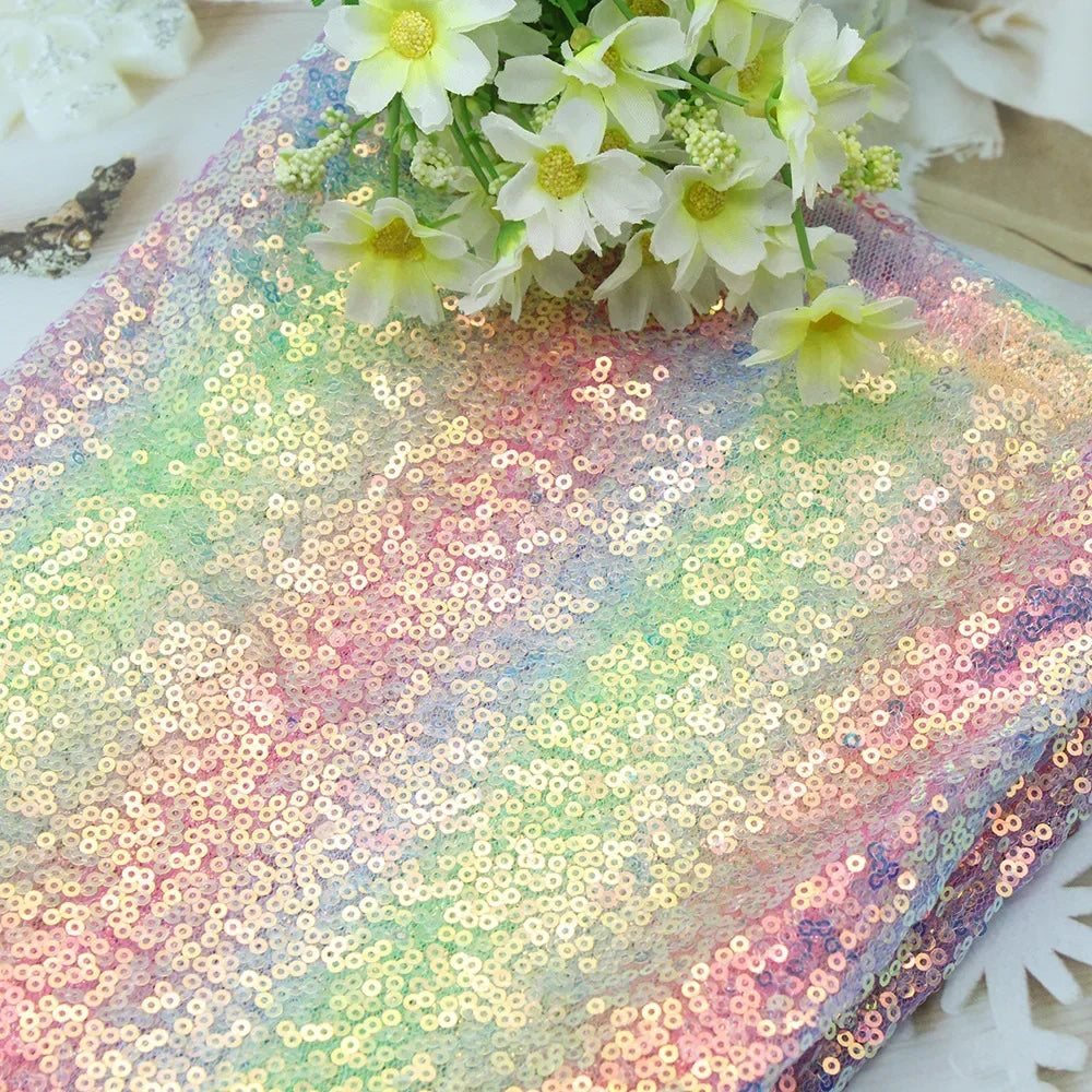 3mm Illusion Small Sequin Embroidered Fabric Stage Evening Dress Embroidered Fabric Background Tablecloth Luggage Fabric