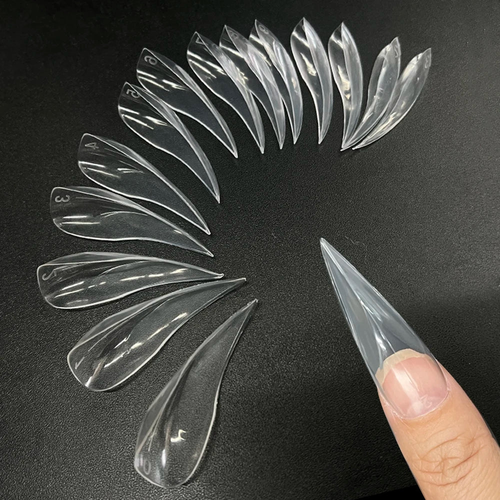 140pcs Dragon Claw Clear Dual Nail Form 3D Cat Claw Hawk Sculptural Nail Tips Full Cover Molds for Poly Nail Gel Extension